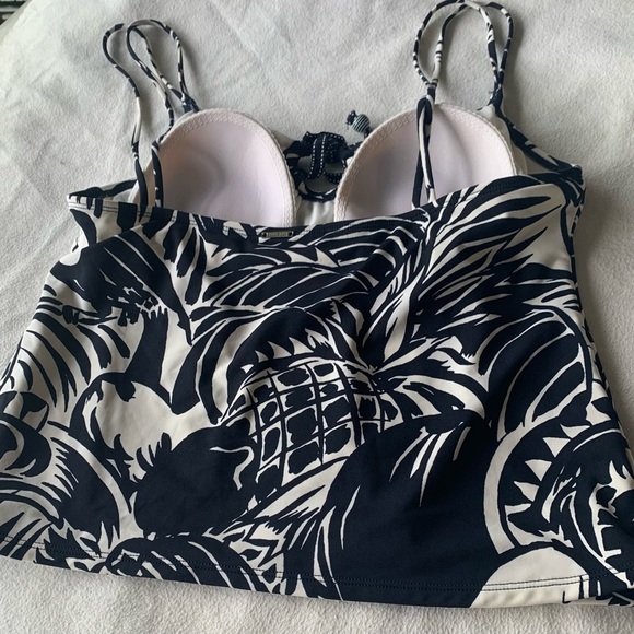 Anne Cole Womens Tropical  Coastal Palm Pineapple Printed  Tankini Top Size 16 - Picture 5 of 8